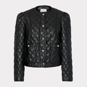 Quilted Vegan Leather Jacket by Milly